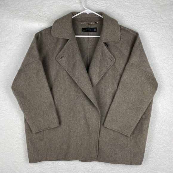 Zara Oversize Wool Blend Jacket Versatile Handmade Brown Womens M Contemporary - Picture 1 of 13